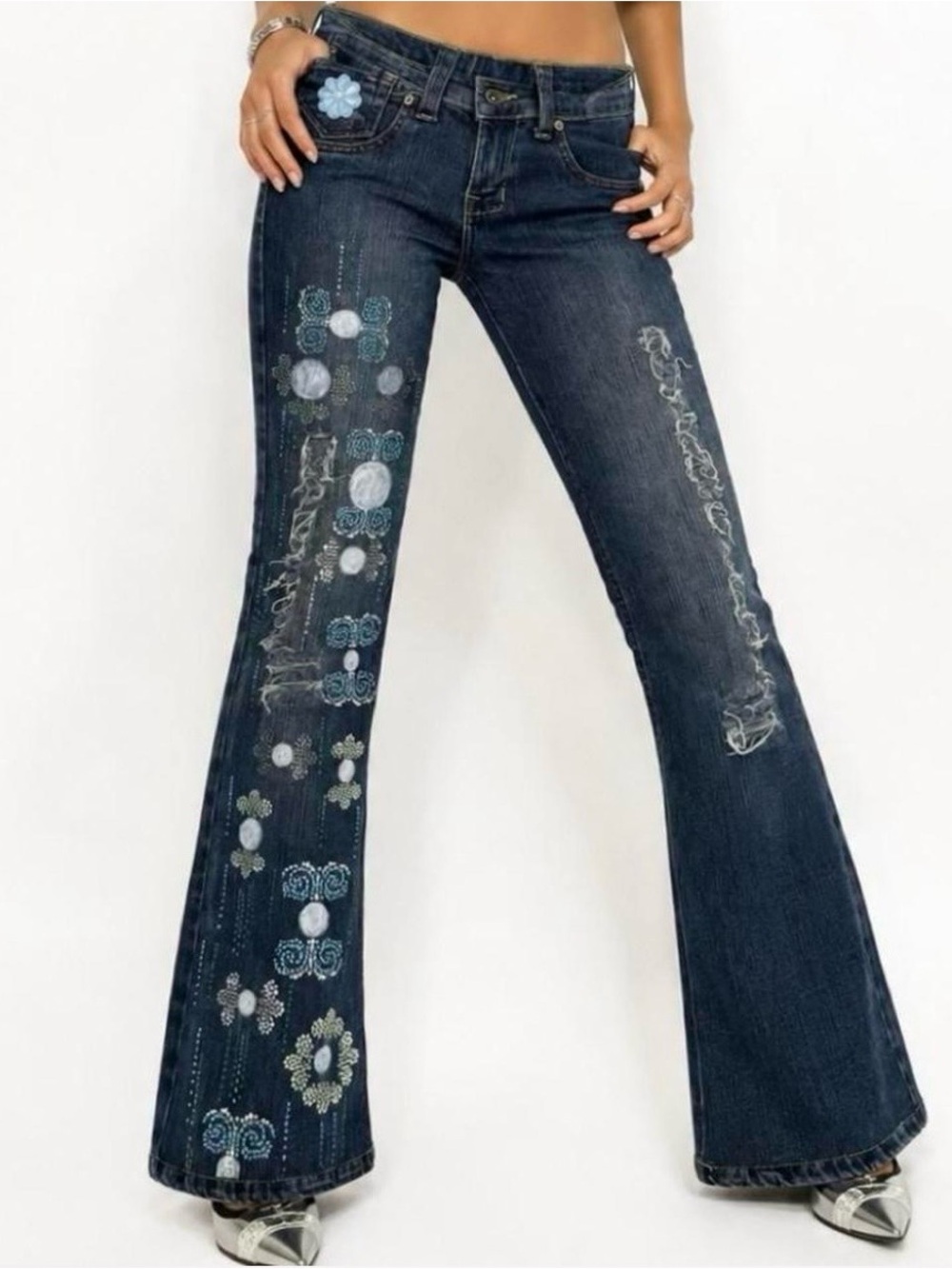 Gatopardo Y2K custom designed bootcut flare embellished  jeans | Size 4
